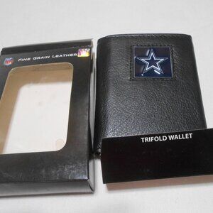 NEW NFL GENIUNE FINE GRAIN LEATHER DALLAS COWBOYS TRIFOLD WALLET NIB 🏈🎁
